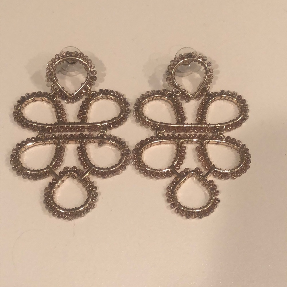 Gold Beaded Drop Earrings